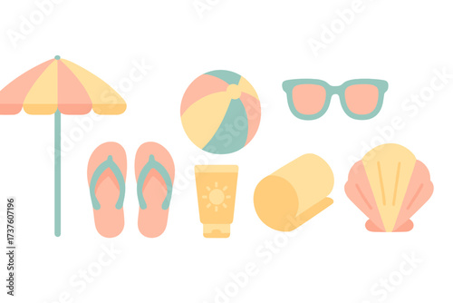 Colorful beach essentials for summer fun