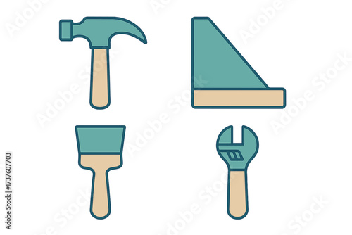 Illustrated collection of essential tools