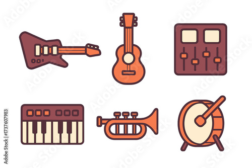 Collection of musical instruments and equipment