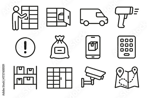Scanner warehouse locker compartment icon icons alert open workflow security bag route