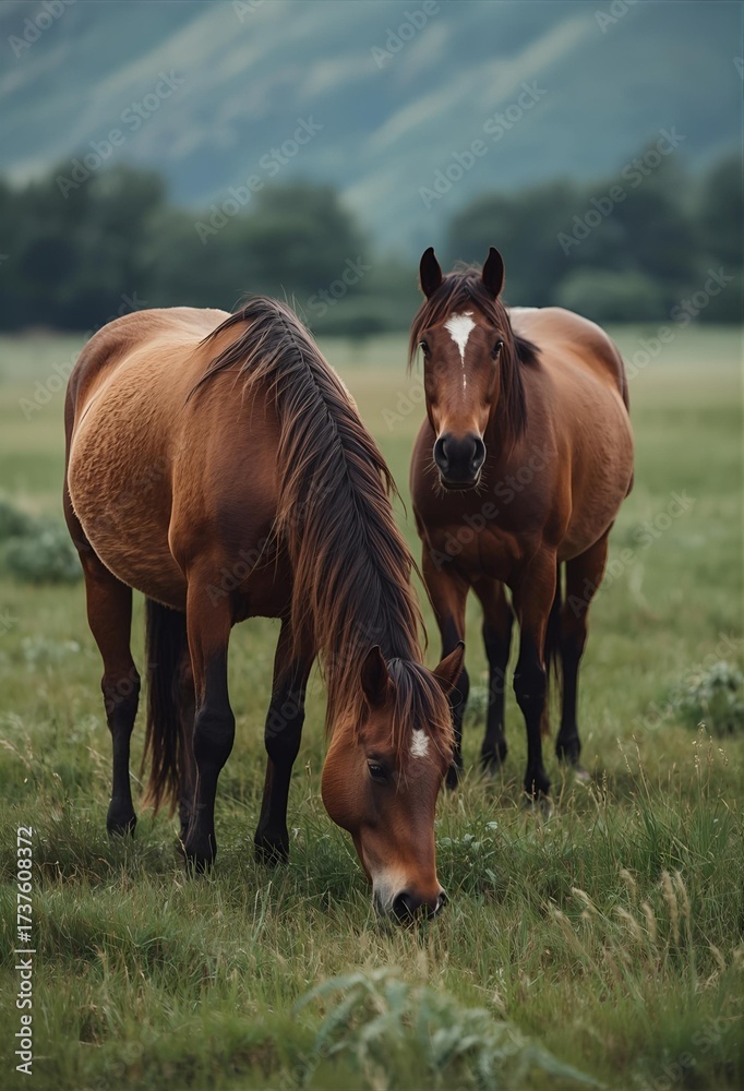 Fototapeta premium Portrait of Horse on Pasture Land