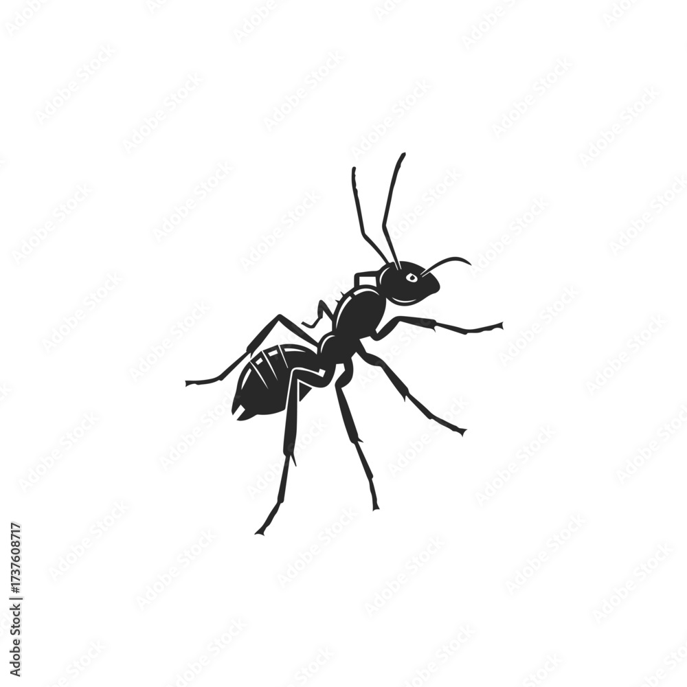 Fototapeta premium Black Silhouette of an Ant.