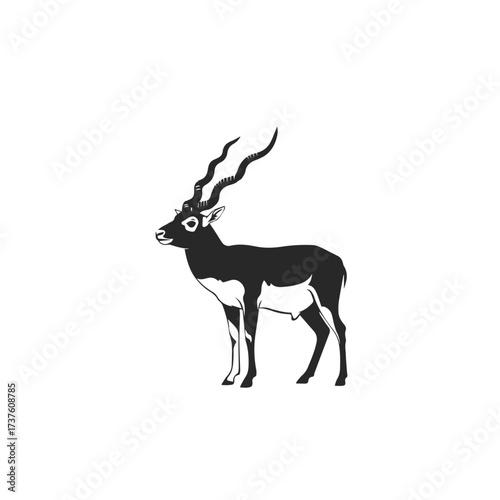 Blackbuck Antelope Silhouette Vector Art.
