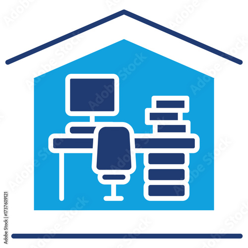 Working Area Flat Blue Icon