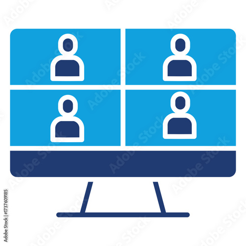 Video Meeting Flat Blue Icon