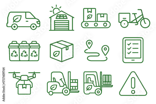 Package vector symbol pallets map notification supply chain eco drone inventory icon