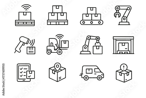 Smart alert logistics vector arm dock sensor icon sensors notification tablet icons