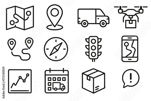 Markers package mapping icons cargo vector map route icon delivery traffic gps