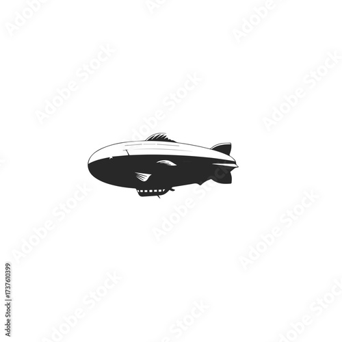 FishShaped Blimp Airship Flying Through Sky.