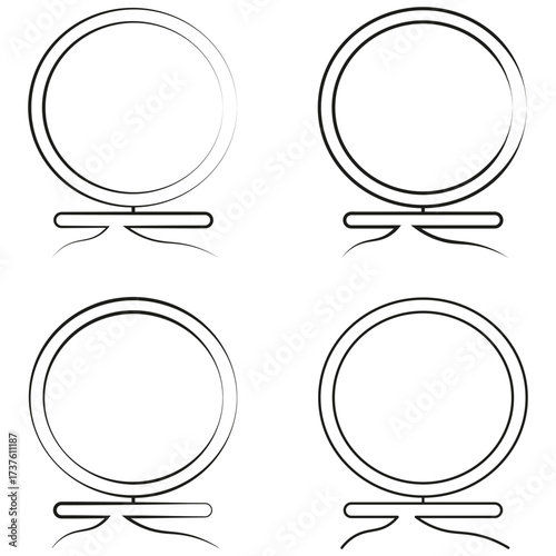 Mock up of a circular frame with empty interior space, designed with a modern stand, perfect for displaying creative artwork or photography in a stylish manner