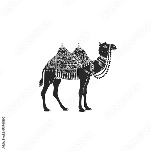 Ornate Camel Silhouette with Traditional Pattern.