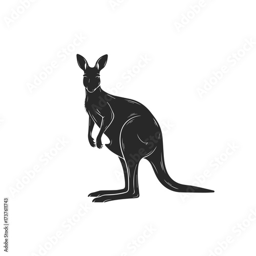 Silhouette of a Kangaroo Standing 1.