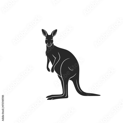 Silhouette of a Kangaroo Standing.