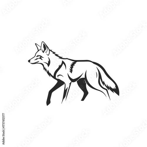Stylized Black and White Fox Silhouette 1.