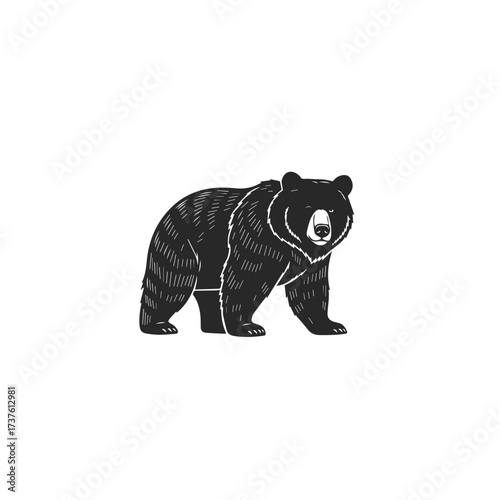 Stylized Black Bear Silhouette Walking Forward