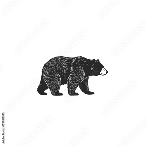 Stylized Black Bear Walking Silhouette