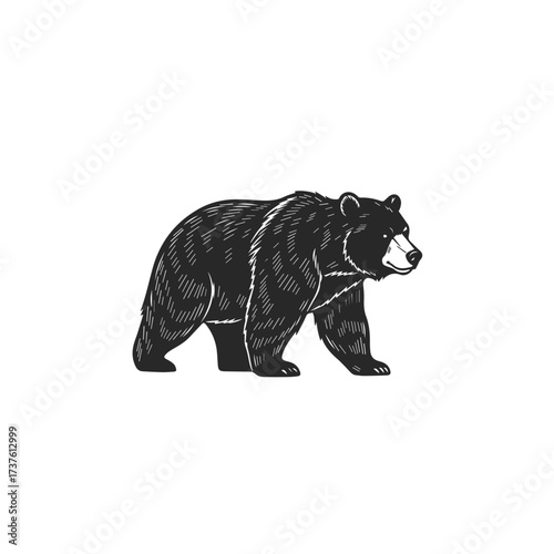 Stylized Black Bear Walking Silhouette