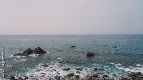 Aerial View of Benijo Beach and Rocky Coast, Tenerife, Canary Islands