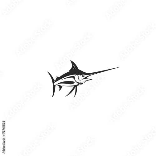 Stylized Black Marlin Silhouette for Fishing