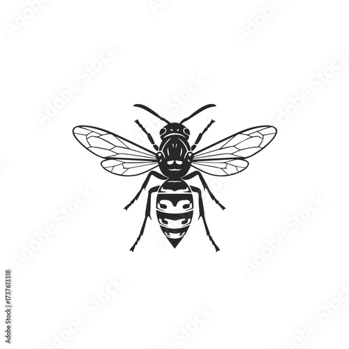 Stylized Black Wasp Insect Silhouette