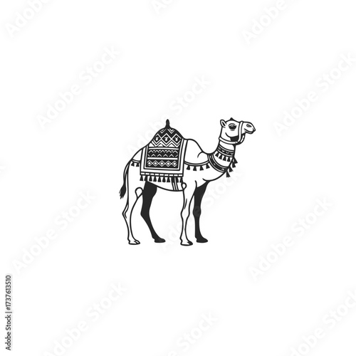 Stylized Camel Illustration with Decorative Saddle