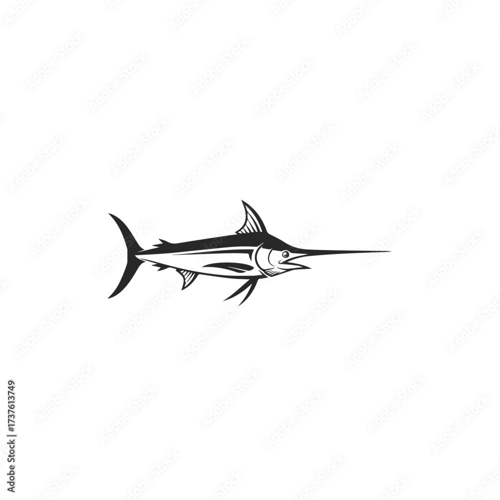 Fototapeta premium Stylized Marlin Silhouette for Fishing and Marine Themes