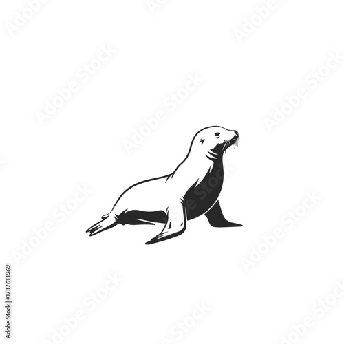 Stylized Sea Lion Silhouette Illustration