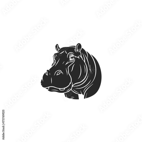 Stylized Silhouette of a Hippopotamus Head