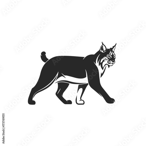 Stylized Silhouette of a Walking Lynx