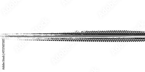 Tire track. Car, bike, motorcycle tyre mark with grunge effect isolated on white background. Wheel footprint on the road. Top view of rubber protector mark. vector