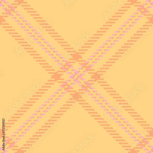 Lady tartan texture check, attire seamless pattern fabric. Ireland plaid background vector textile in amber and orange colors.