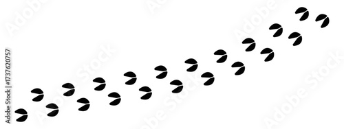 Simple trail of animal hoof prints of an animal with cloven hooves, such as a deer, goat, or pig