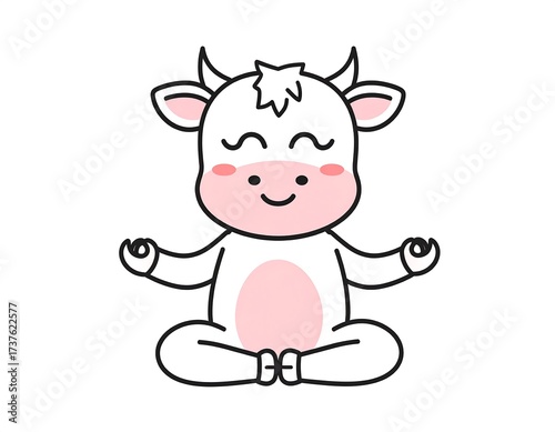 Peaceful Cow in Meditation Pose.