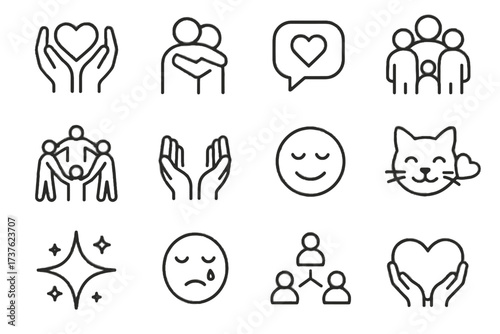 Icons icon circle group warm heart support supportive vector emotional family hug