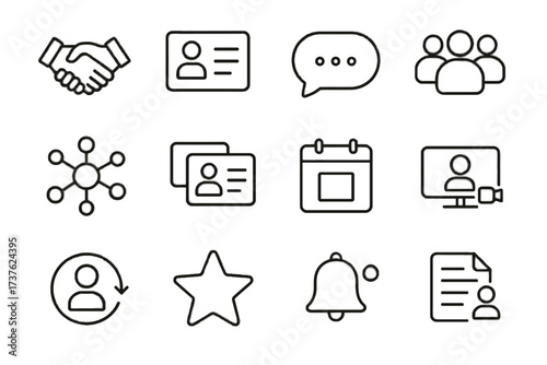 Icons card calendar bubble virtual vector document icon contact networking invite star