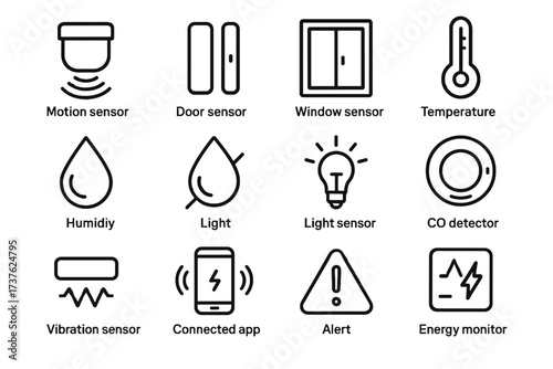 App vector smoke connected automation motion sensor temperature humidity home co icons