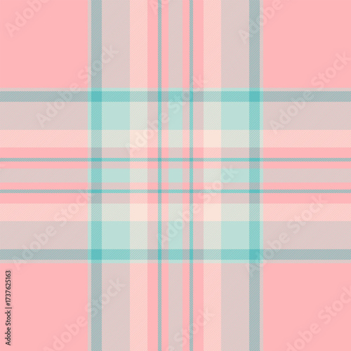 Adorable textile pattern plaid, colourful seamless texture fabric. Father background check tartan vector in light and teal colors.