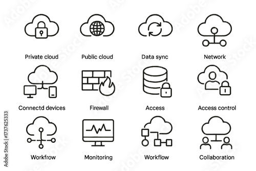 Vector storage icon sync hybrid devices cloud public monitoring api integration