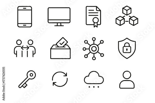 Cloud secure transaction user voting smart icon icons mobile vector decentralized desktop