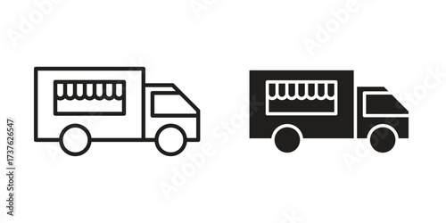 Food truck icon art in black and white