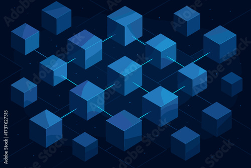 Cube vector linking glowing edges illustration abstract them d floating cubes geometric