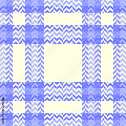 Outline texture textile fabric, tissue check plaid seamless. Woven tartan background vector pattern in blue and light colors.