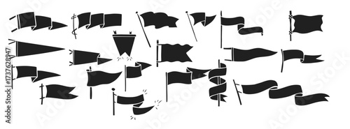 hand drawn flags monochrome labels wanderlust style pennants