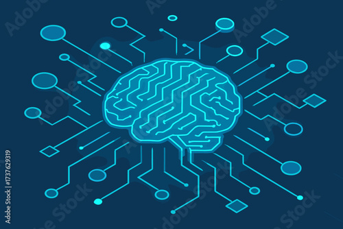 Glowing connections structure outward smaller connecting network neural illustration vector nodes spreading