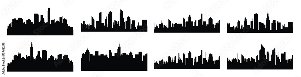 Naklejka premium modern city scape silhouette vector collection urban vector illustration