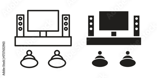 Home cinema icon art in black and white