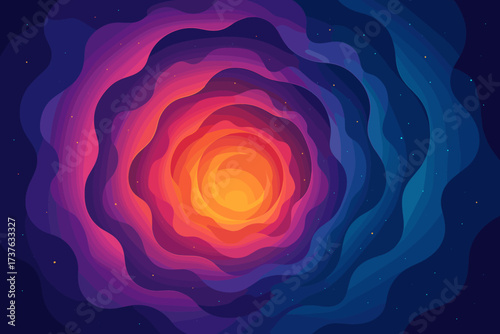 Vector nebula illustration glowing abstract circular surreal tunnels forming gradients