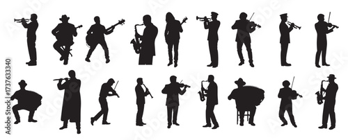 music players silhouette white background vector illustration