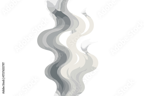 Soft swirling curves transitions vector artistry gradient gray smoke smoky fluid illustration
