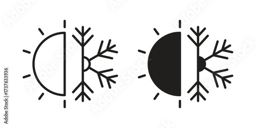 Hot and cold icon art in black and white